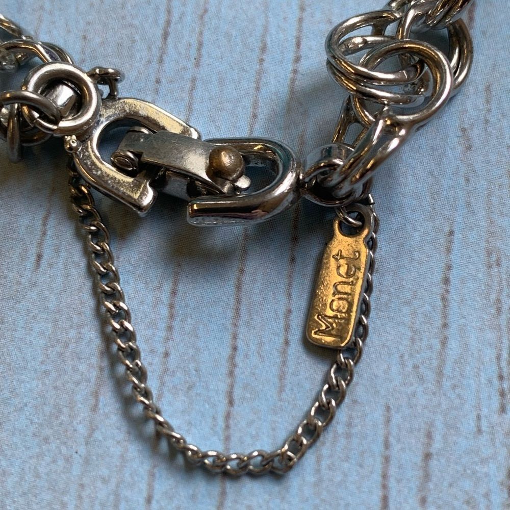 Monet Vintage Double‎ Link Silver Charm Bracelet
